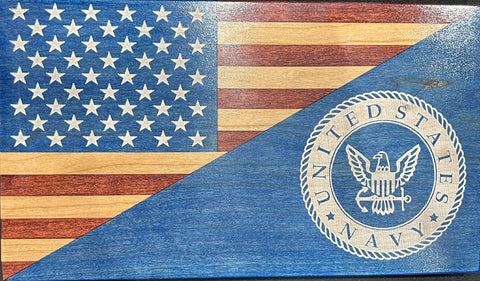 Handcrafted Navy Wooden Desktop Flag 6.25 Inch x 11 Inch – Military Office Decor | Made in USA by Veterans American Grains LLC 