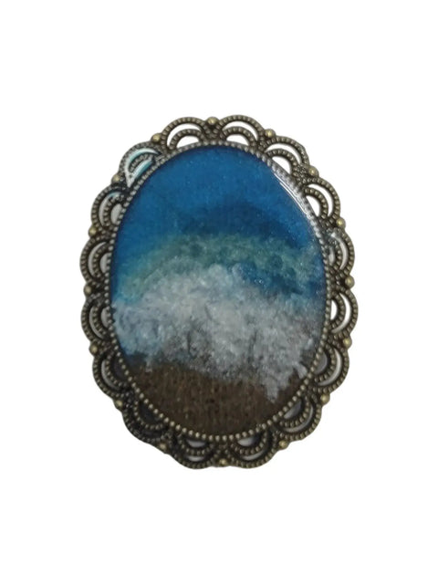 Handcrafted Ocean Wave Brooch 40mm – East Coast Beach Sand Jewelry Pin | Made in USA Accessory Michelle Marie Boutique  Brooches & Lapel Pins