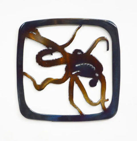 Handcrafted Octopus Metal Coaster – Unique Heat Treated Design | Made in USA Durable Drink Holder Knights Home Decor  item