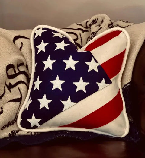 Handcrafted Old Glory Wool Throw Pillow 17 Inch – Made in USA Suede Kloth 