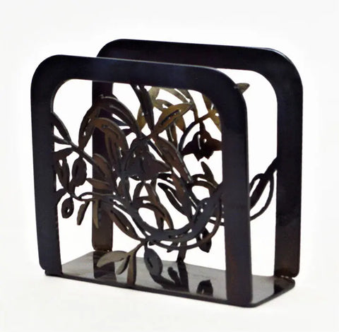 Handcrafted Olive Branch Metal Napkin Holder – Rustic Table Accessory | Made in USA Knights Home Decor  item