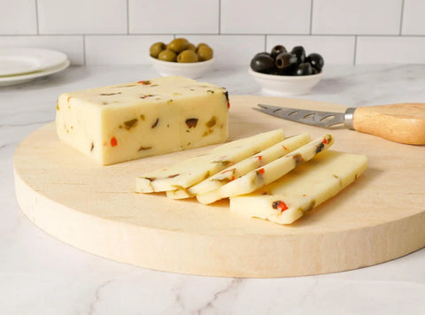 Handcrafted Olive White Cheddar Cheese 6oz–10oz Blocks – Creamy Cheese With Green Black Olives | Made in USA Keystone Cheese  Cheese