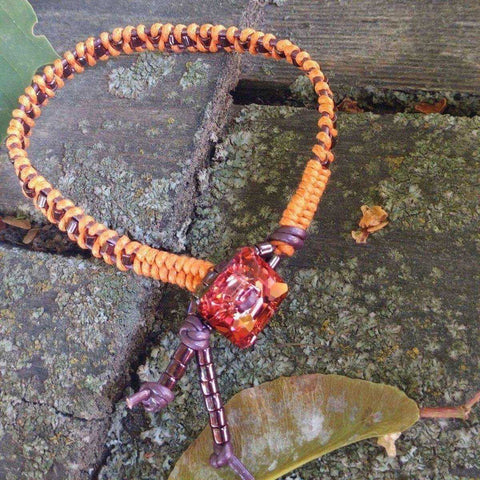 Handcrafted Orange Purple Leather Beaded Rattlesnake Weave Bracelet – Made in USA Alexa Martha Designs  Bracelet