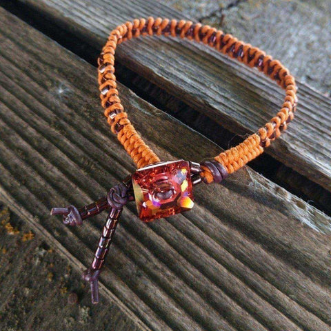 Handcrafted Orange Purple Leather Beaded Rattlesnake Weave Bracelet – Made in USA Alexa Martha Designs  Bracelet
