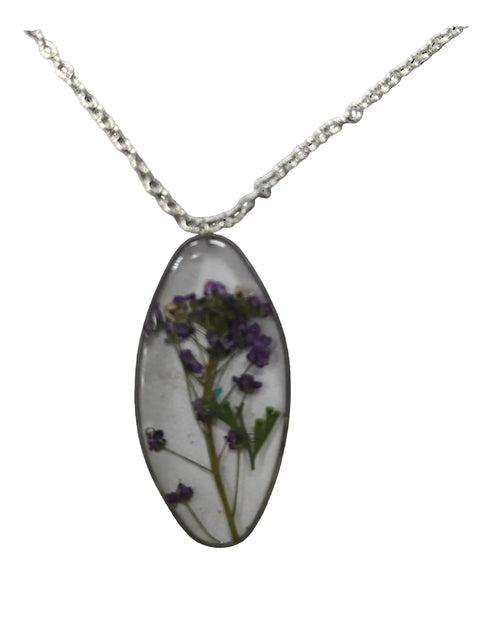 Handcrafted Oval Pressed Flower Pendant Necklace – Real Botanical Resin Jewelry | Made in USA – Michelle Marie Boutique Michelle Marie Boutique  Pendant Necklace