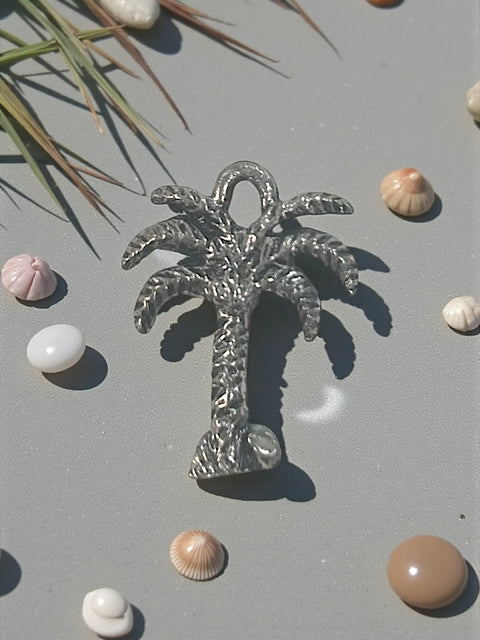 Handcrafted Palm Tree Pewter Charm – Detailed Tropical Jewelry Accessory | Made in USA Michelle Marie Boutique  Charms and Pendants