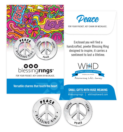Handcrafted Peace Blessing Ring Charm – Recycled Pewter Pocket Token | Made in USA Eco-Friendly Gift Whitney Howard Designs  Blessing Ring