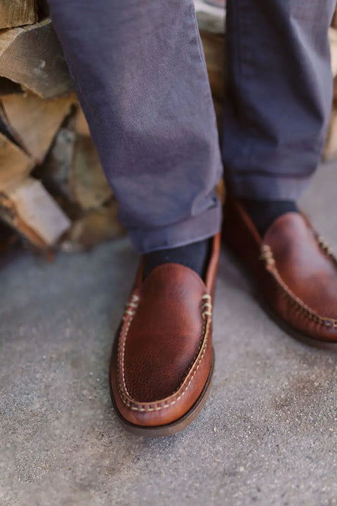 Handcrafted Pebble Grain Leather Loafers – Summer Casual Flats by Barebones | Made in USA Rogue Industries  Footwear