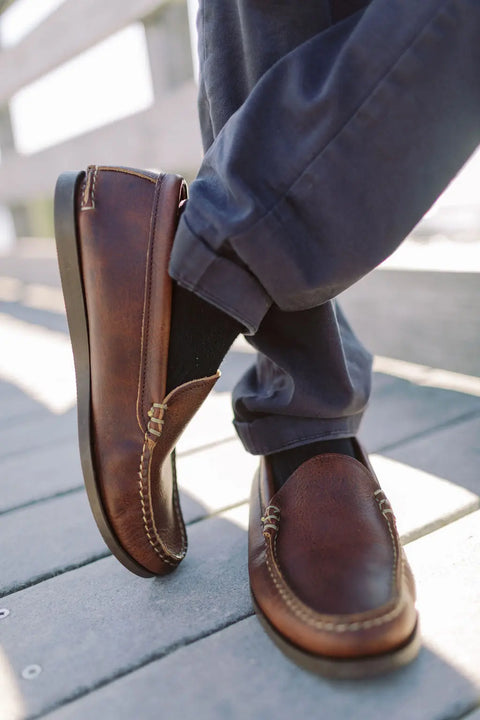 Handcrafted Pebble Grain Leather Loafers – Summer Casual Flats by Barebones | Made in USA Rogue Industries  Footwear