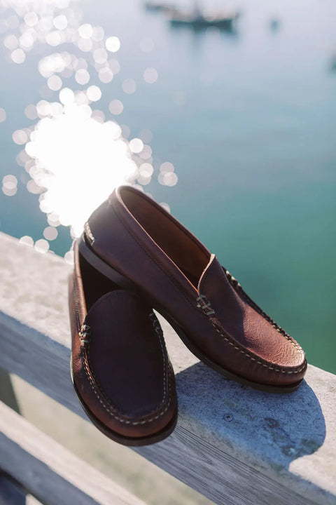 Handcrafted Pebble Grain Leather Loafers – Summer Casual Flats by Barebones | Made in USA Rogue Industries  Footwear