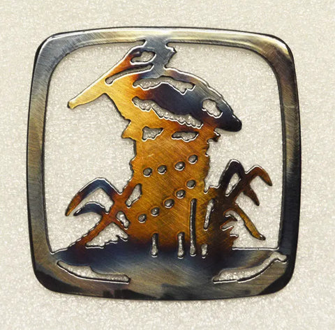 Handcrafted Pelican Metal Coaster – Unique Heat-Treated Design | Made in USA Durable Tabletop Accessory Knights Home Decor  item