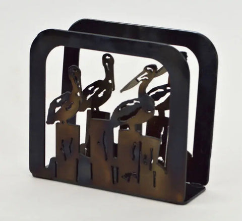 Handcrafted Pelicans Metal Napkin Holder – Coastal Kitchen Decor – Made in USA Durable Rustic Design Knights Home Decor  item