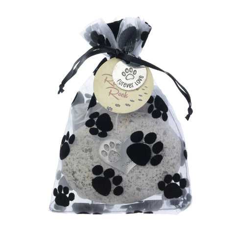 Handcrafted Pet Memorial Stone – Natural River Rock with Pewter Heart Paw Print | Made in USA Comfort Gift Whitney Howard Designs  Pet Memorial Gifts