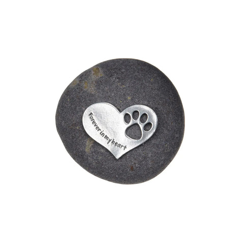Handcrafted Pet Memorial Stone – Natural River Rock with Pewter Heart Paw Print | Made in USA Comfort Gift Whitney Howard Designs  Pet Memorial Gifts