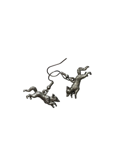 Handcrafted Pewter Fox Earrings – Wildlife Animal Jewelry Dangling on Stainless Steel Hooks | Made in USA Michelle Marie Boutique  Earrings