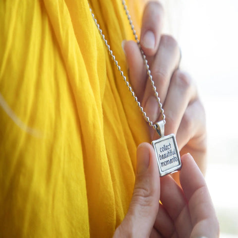 Handcrafted Pewter Wax Seal Pendant Necklace – Inspirational Collect Beautiful Moments Jewelry | Made in USA Whitney Howard Designs  Wax Seals