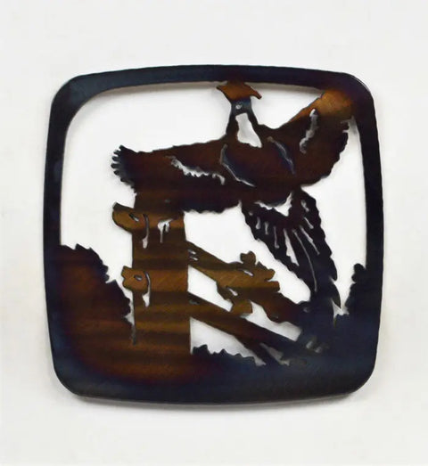 Handcrafted Pheasant Metal Trivet – Decorative Hot Plate for Kitchen | Made in USA Rustic Design Knights Home Decor  item