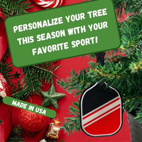 Add sporty cheer to your tree with the Pickleball Paddle Christmas Ornament by Chatelet Manufacturing. Perfect for pickleball fans, this holiday ornament is made in the USA and lets you celebrate your favorite sport this season!.