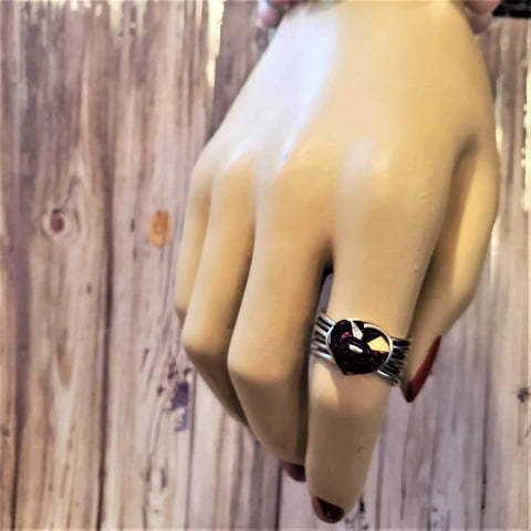 Handcrafted Pink Crystal Heart Wire Wrapped Multi-Band Sterling Silver Ring – Made in USA Alexa Martha Designs  Ring