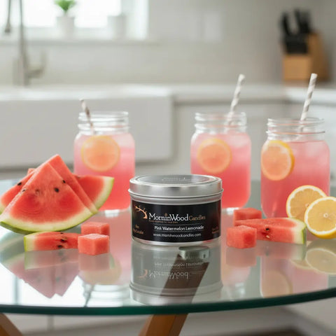 Handcrafted Pink Watermelon Lemonade Soy Candle – 7oz Natural Essential Oils Blend | Made in USA MorninWood Candles  Candles