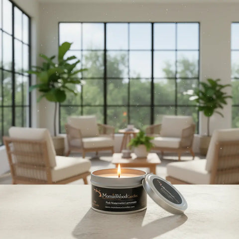Handcrafted Pink Watermelon Lemonade Soy Candle – 7oz Natural Essential Oils Blend | Made in USA MorninWood Candles  Candles