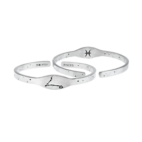 Handcrafted Pisces Zodiac Cuff Bracelet – Recycled Pewter Astrology Jewelry | Made in USA Whitney Howard Designs  Zodiac Cuffs