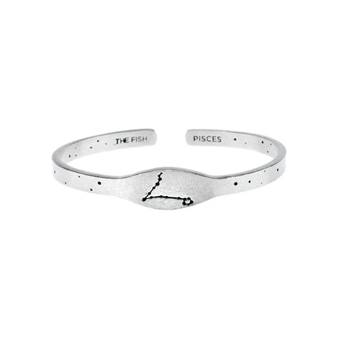 Handcrafted Pisces Zodiac Cuff Bracelet – Recycled Pewter Astrology Jewelry | Made in USA Whitney Howard Designs  Zodiac Cuffs