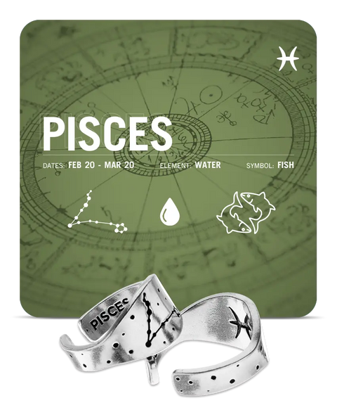 Handcrafted Pisces Zodiac Ring – Recycled Pewter Constellation Band | Made in USA Celestial Jewelry Whitney Howard Designs  Zodiac Rings