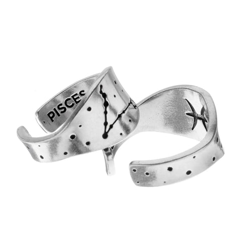 Handcrafted Pisces Zodiac Ring – Recycled Pewter Constellation Band | Made in USA Celestial Jewelry Whitney Howard Designs  Zodiac Rings