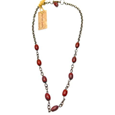 Handcrafted Poppy Jasper Necklace – Modern Gunmetal Chain | Unique Adjustable Jewelry Made in USA Michelle Marie Boutique  Necklace