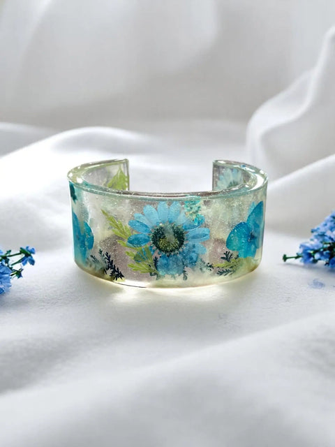 Handcrafted Pressed Flower Resin Cuff Bracelet – Colorful Floral Design – Lightweight Resin Jewelry | Made in USA Michelle Marie Boutique  Bracelets