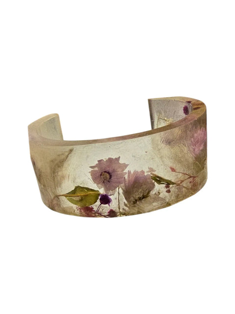 Handcrafted Pressed Flower Resin Cuff Bracelet – Colorful Floral Design – Lightweight Resin Jewelry | Made in USA Michelle Marie Boutique  Bracelets