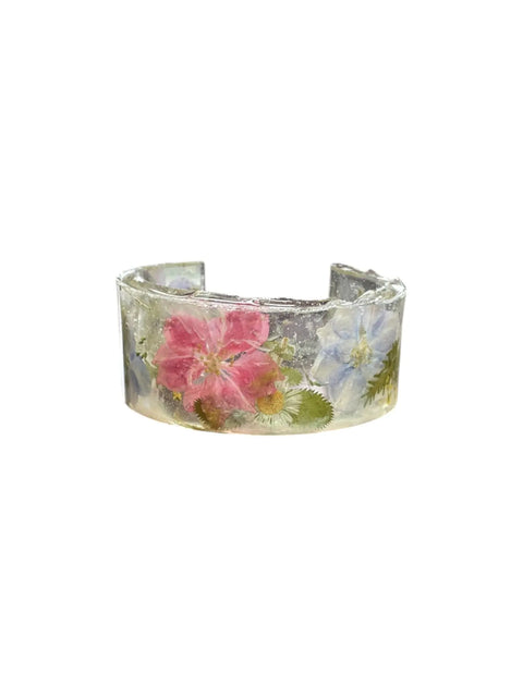 Handcrafted Pressed Flower Resin Cuff Bracelet – Colorful Floral Design – Lightweight Resin Jewelry | Made in USA Michelle Marie Boutique  Bracelets