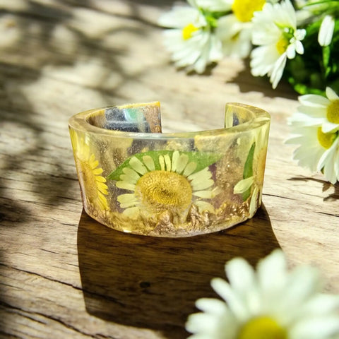 Handcrafted Pressed Flower Resin Cuff Bracelet – Colorful Floral Design – Lightweight Resin Jewelry | Made in USA Michelle Marie Boutique  Bracelets