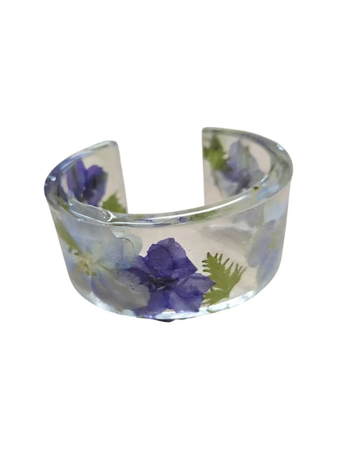 Handcrafted Pressed Flower Resin Cuff Bracelet – Colorful Floral Design – Lightweight Resin Jewelry | Made in USA Michelle Marie Boutique  Bracelets