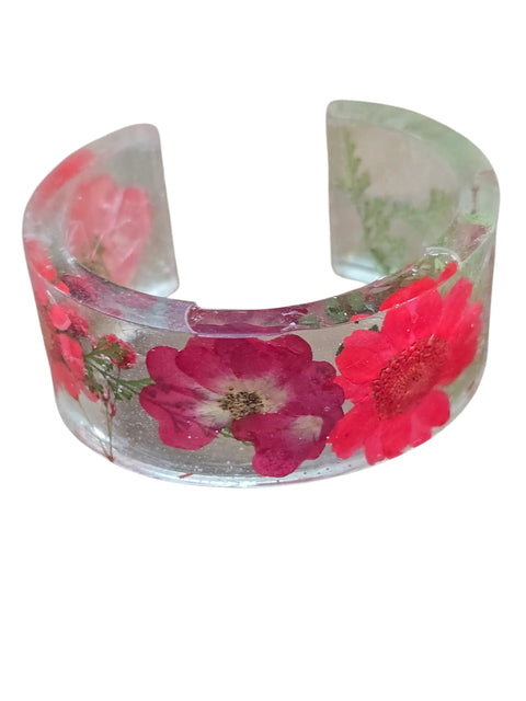 Handcrafted Pressed Flower Resin Cuff Bracelet – Colorful Floral Design – Lightweight Resin Jewelry | Made in USA Michelle Marie Boutique  Bracelets