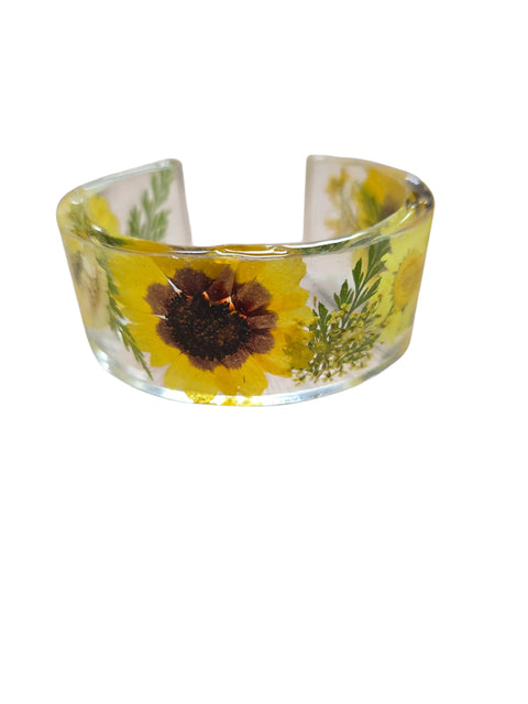 Handcrafted Pressed Flower Resin Cuff Bracelet – Colorful Floral Design – Lightweight Resin Jewelry | Made in USA Michelle Marie Boutique  Bracelets