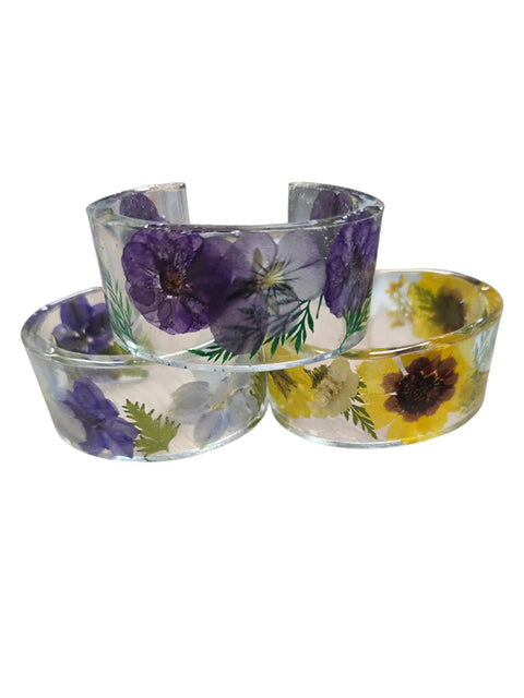 Handcrafted Pressed Flower Resin Cuff Bracelet – Colorful Floral Design – Lightweight Resin Jewelry | Made in USA Michelle Marie Boutique  Bracelets