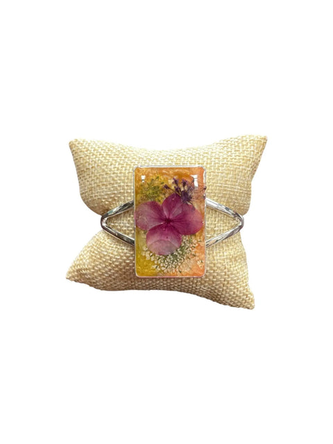 Handcrafted Pressed Flower Resin Cuff Bracelet – Pink Purple Floral Design – Lightweight Nature Jewelry | Made in USA Michelle Marie Boutique  Bracelets