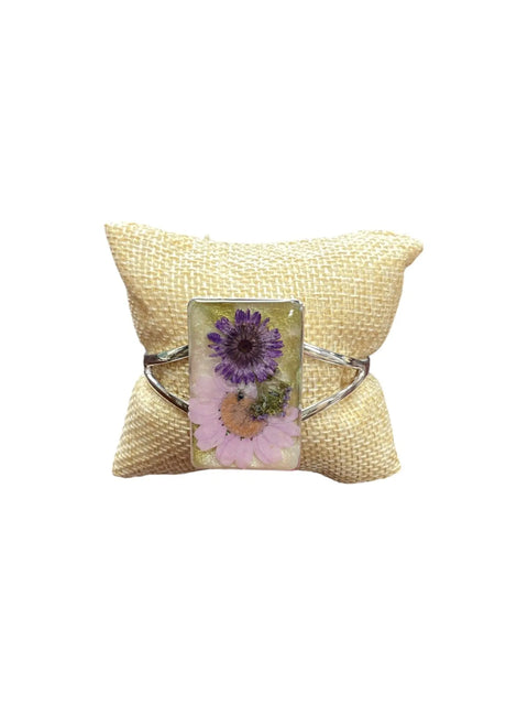 Handcrafted Pressed Flower Resin Cuff Bracelet – Pink Purple Floral Design – Lightweight Nature Jewelry | Made in USA Michelle Marie Boutique  Bracelets