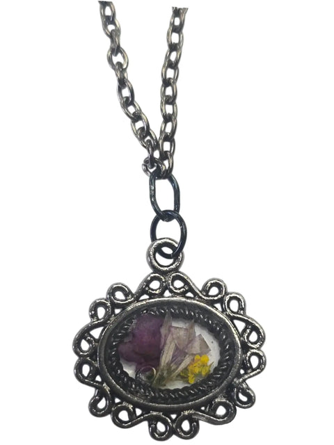 Handcrafted Pressed Flower Resin Pendant Necklace – Adjustable Chain – Antique Gold Finish | Made in USA Michelle Marie Boutique  Pendant Necklace