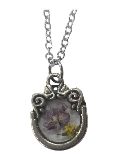 Handcrafted Pressed Flower Resin Pendant Necklace – Adjustable Chain – Antique Gold Finish | Made in USA Michelle Marie Boutique  Pendant Necklace