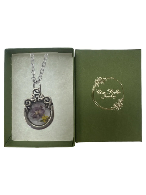 Handcrafted Pressed Flower Resin Pendant Necklace – Adjustable Chain – Antique Gold Finish | Made in USA Michelle Marie Boutique  Pendant Necklace