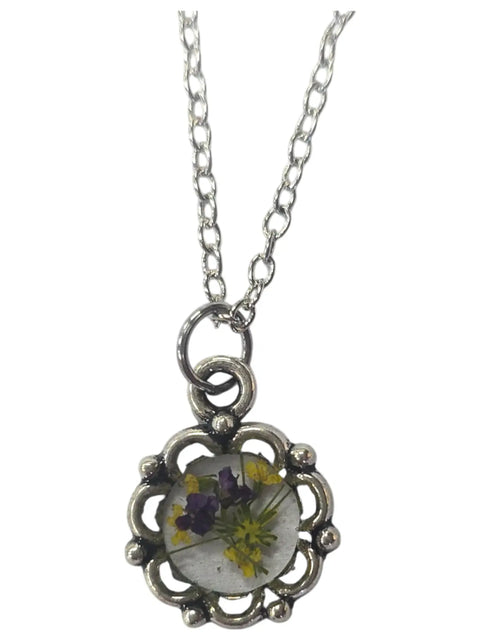 Handcrafted Pressed Flower Resin Pendant Necklace – Adjustable Chain – Antique Gold Finish | Made in USA Michelle Marie Boutique  Pendant Necklace