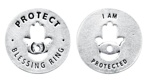 Handcrafted Protect Blessing Ring Charm – Recycled Pewter Token with Hamsa Symbol | Made in USA Whitney Howard Designs  Blessing Ring