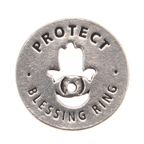 Handcrafted Protect Blessing Ring Charm – Recycled Pewter Token with Hamsa Symbol | Made in USA Whitney Howard Designs  Blessing Ring
