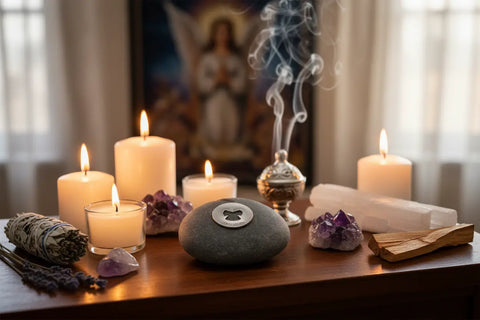 Handcrafted Protection Meditation Stone – Natural River Rock with Recycled Pewter | Whitney Howard Designs Made in USA Whitney Howard Designs  Meditation Stones