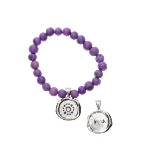 Handcrafted Purple Acai Berry Seed Bracelet With Customizable Wax Seal Charm – Ethical Jewelry | Made in USA Whitney Howard Designs  Wax Seals Acai Seeds of Life