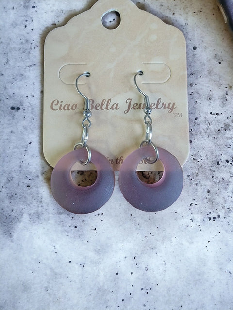 Handcrafted Purple Sea Glass Hoop Earrings – Lightweight Coastal Jewelry – Michelle Marie Boutique | Made in USA Michelle Marie Boutique  Earrings
