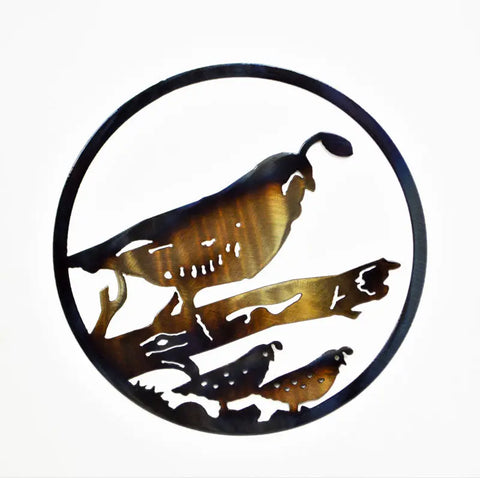 Handcrafted Quail Family Metal Wall Art – Rustic Nature-Inspired Decor | Made in USA Knights Home Decor  item